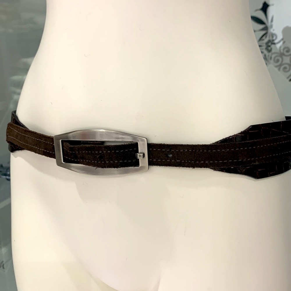 Made in🇨🇦Buffalo 💯% Crocodile Embossed Leather/Suede Belt - Picture 4 of 13